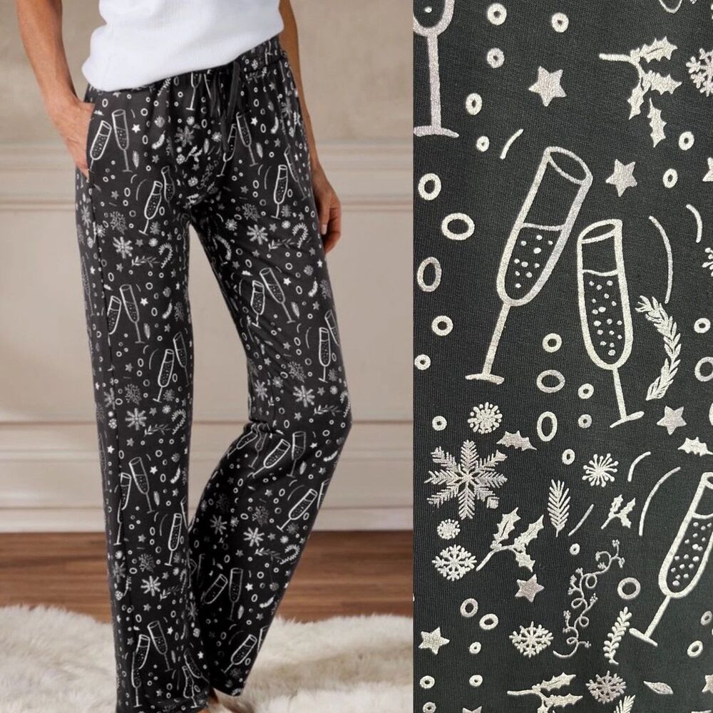 NEW Soft Surrounding Get Toasty PJ Pants Champagne Size LARGE Pockets